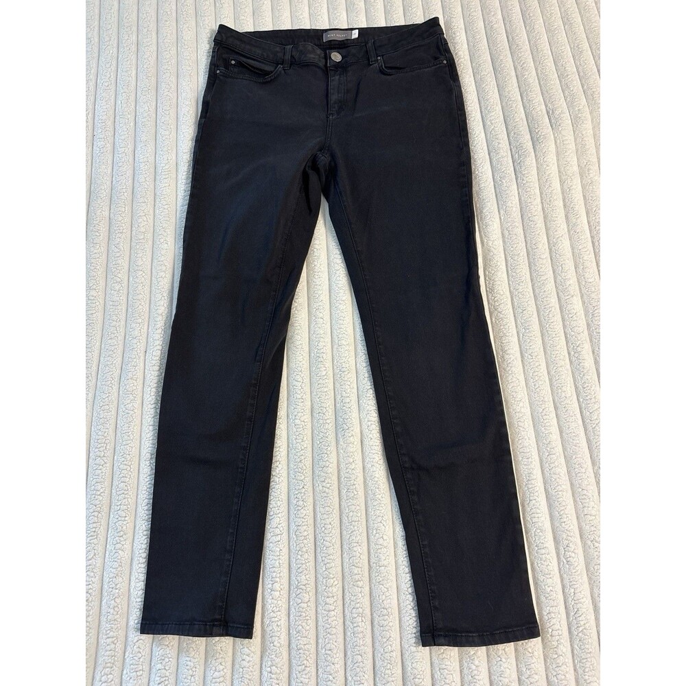 Mint Velvet Grey Skinny Biker Jeans Womens 14R Black Straight Everyday Grunge